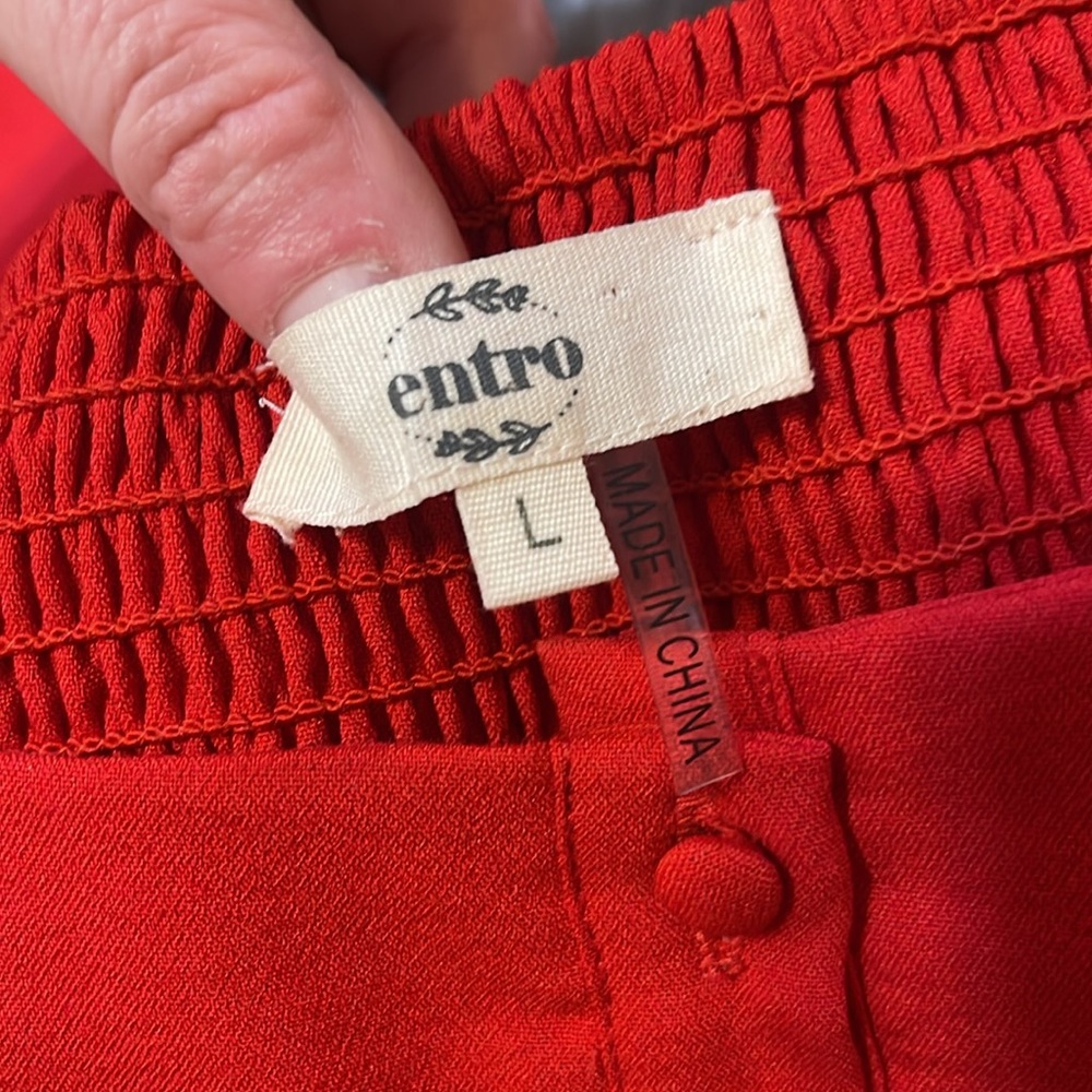 Entro Red Ruffle Sleeve Blouse - Picture 8 of 10